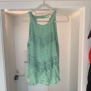 Lace detailed green tank top